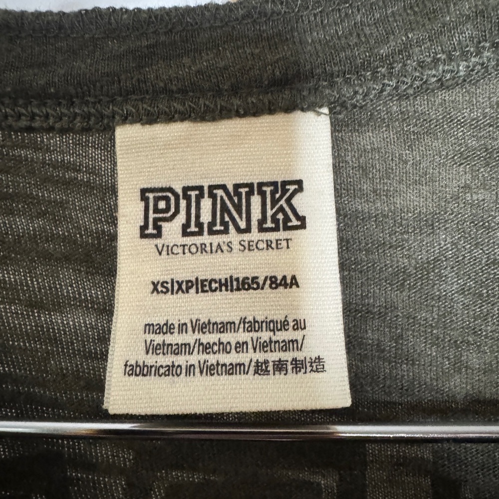 PINK Victoria's Secret Heathered Olive Green Long Sleeve Top - Picture 5 of 6